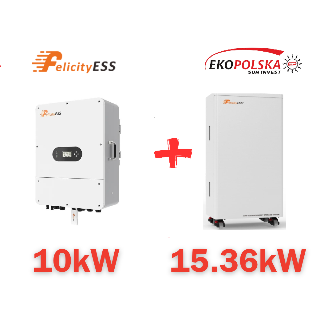 Zestaw fotowoltaiczny falownik 10kW i magazyn energii 15.36kWh